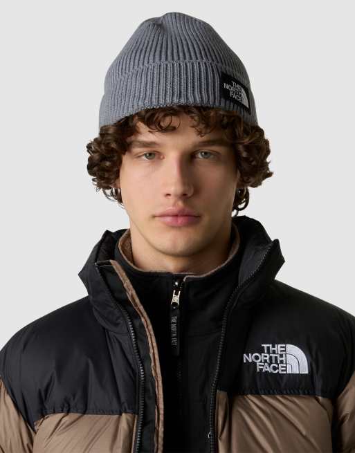 The North Face - Beanie met omslag en TNF-logo in kader in gemêleerd medium grijs, 3 van 3