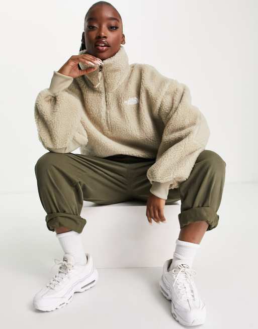 The North Face - Beige sherpa-fleece med 1/4 lynlås, 4 af 4