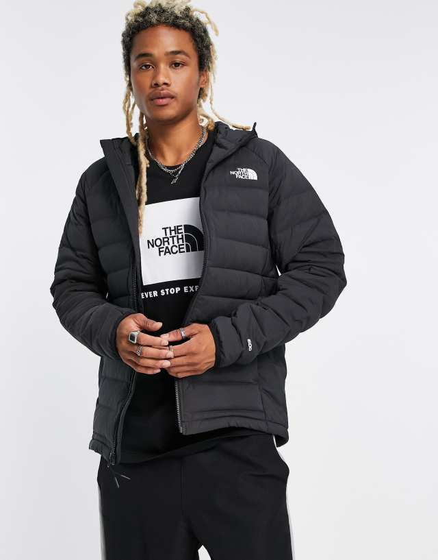 The North Face Belleview stretch down puffer hooded jacket in black