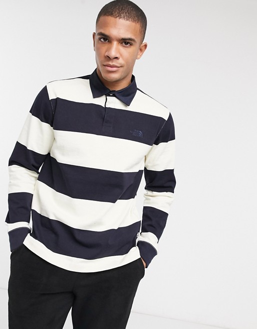 The North Face Berkeley rugby shirt in white/navy stripe