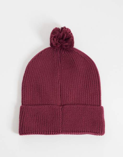 The North Face berretto con pon pon Logo Box bordeaux, 3 di 3