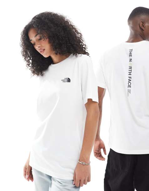 The North Face Vertical unisex backprint logo t-shirt in white