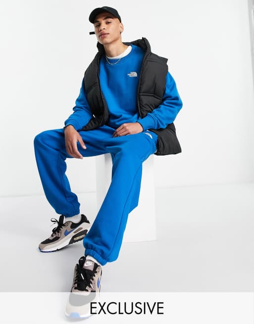 The North Face – Blå mjukisbyxor i oversize modell – Endast hos ASOS
