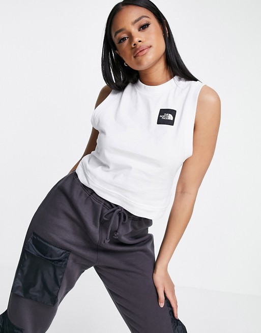 The North Face Black Box logo tank top in white