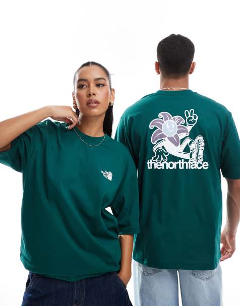 The North Face Blossom backprint oversized t-shirt in dark green exclusive to ASOS - view 1