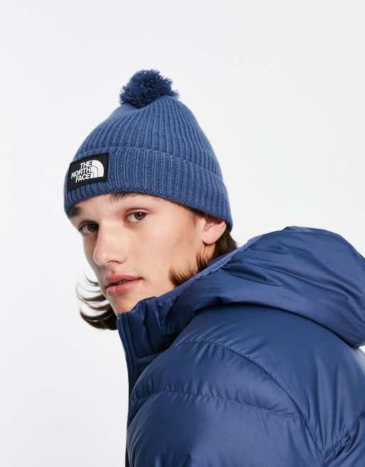 The North Face Bommelmutze mit kastigem Logodesign in Marineblau