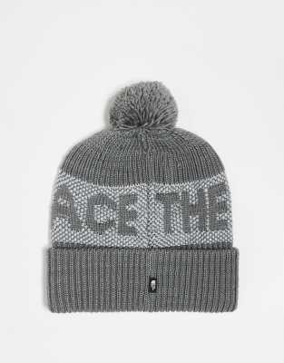 The North Face - Bonnet à logo rétro et pompon - Gris