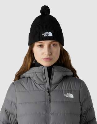 The North Face - Bonnet à pompon avec logo TNF encadré - Noir
