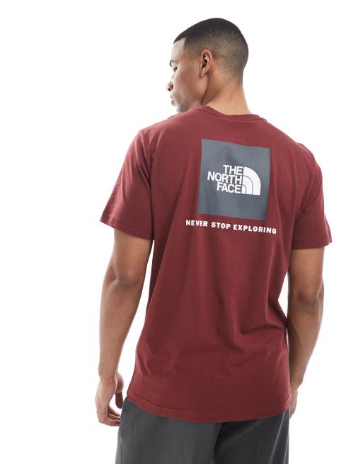 The North Face – Bordowy T-shirt unisex z nadrukiem z logo