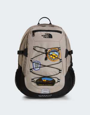 The North Face Borealis classic patch backpack in stone slab/tnf black/pa