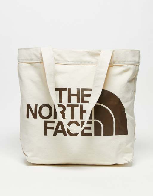 The North Face - Borsa shopping in cotone con rivestimento idrorepellente bianco sporco