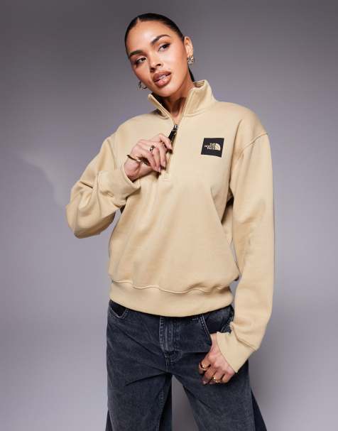 The North Face Box Half Dome quarter zip sweatshirt in brown - view 1