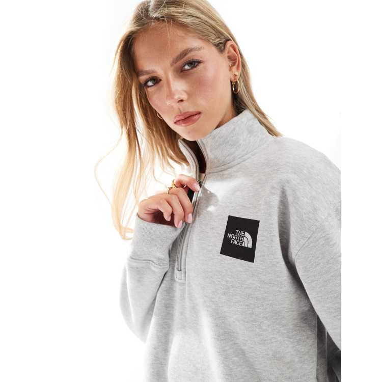The North Face Box Half Dome Quarter Zip Sweatshirt in gray