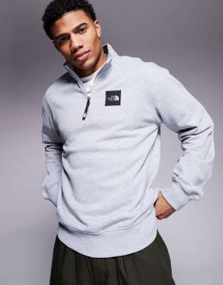 The North Face Box Half Dome Quarter Zip Sweatshirt In Gray