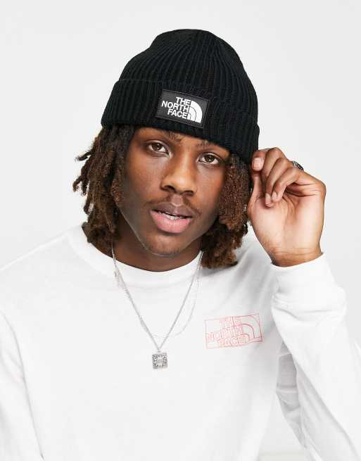 The North Face Box logo cuffed beanie in black ASOS