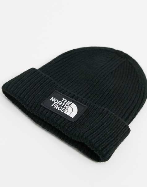 The North Face Box logo cuffed beanie in black - view 1