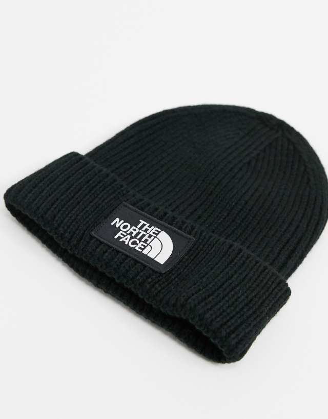 The North Face Box logo cuffed beanie in black