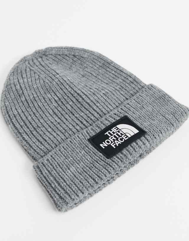 The North Face Box logo cuffed beanie in dark gray