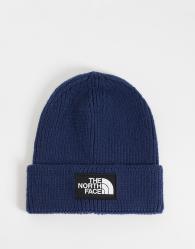 The North Face box logo cuffed beanie in navy