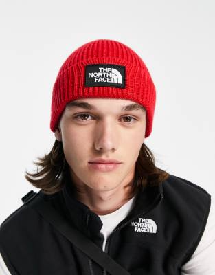 North face beanie store red