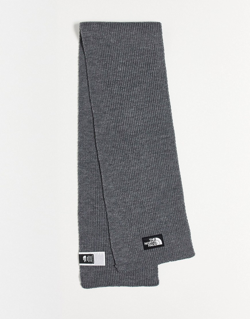 box logo knitted scarf in gray