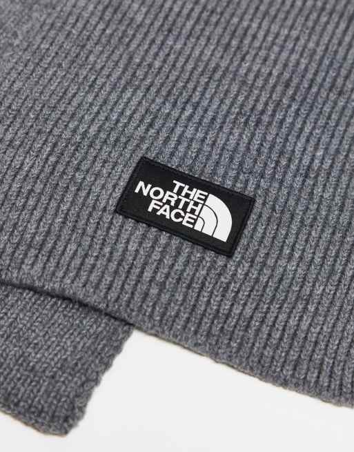 The North Face box logo knitted scarf in gray