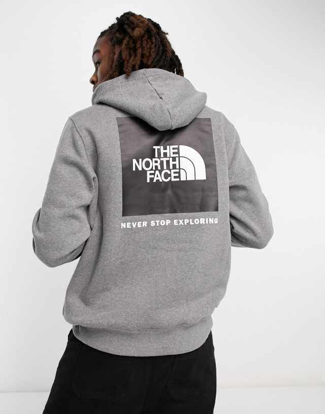 The North Face Box NSE back print hoodie in gray