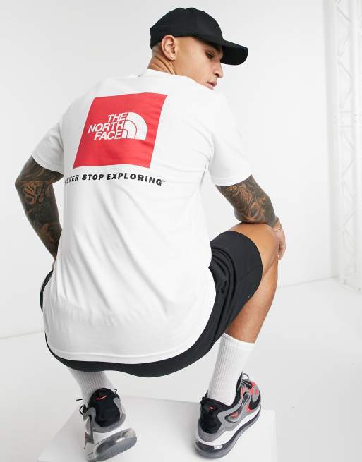 White and red north face hot sale t shirt