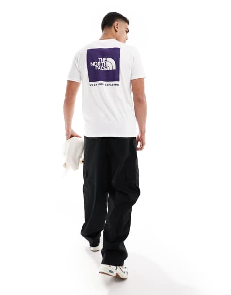 The North Face Box NSE t-shirt with back graphic in white and purple
