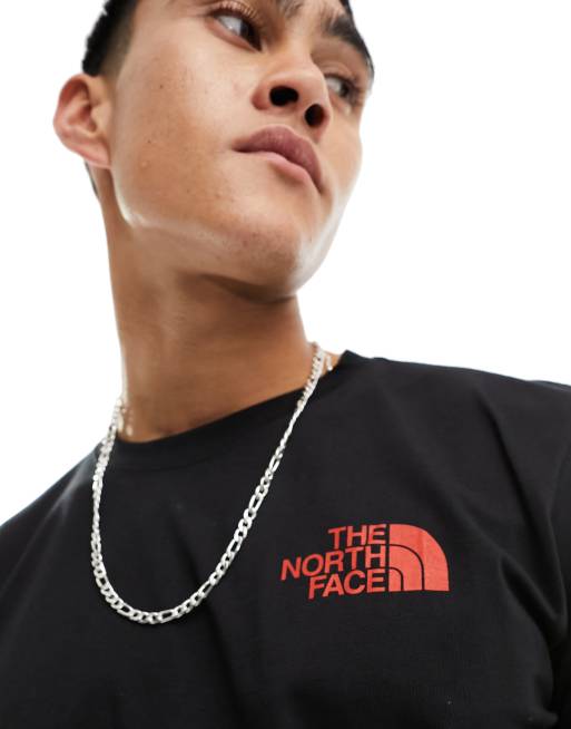 The North Face box swirl back print t shirt in black red Exclusive to ASOS