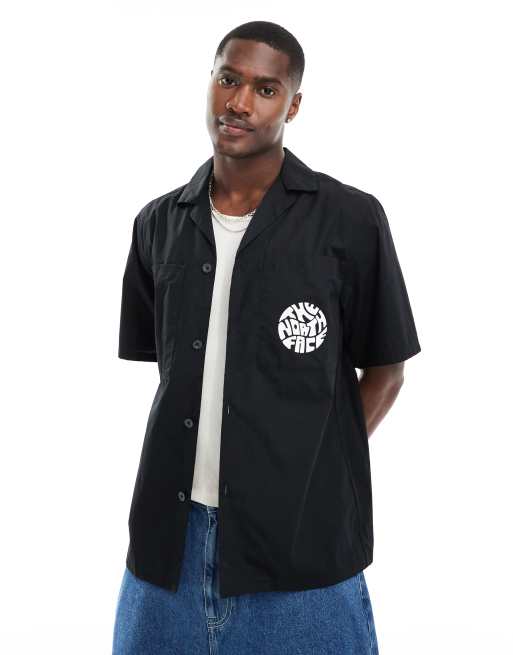  The North Face Boxy logo pocket short sleeve shirt in black