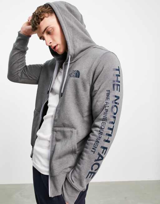 North face grey on sale zip up hoodie