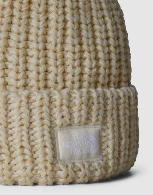 The North Face – Cabin – Dicke, flauschige Strickmütze in Gardenia-Weiß/Kiesel, 2 von 3