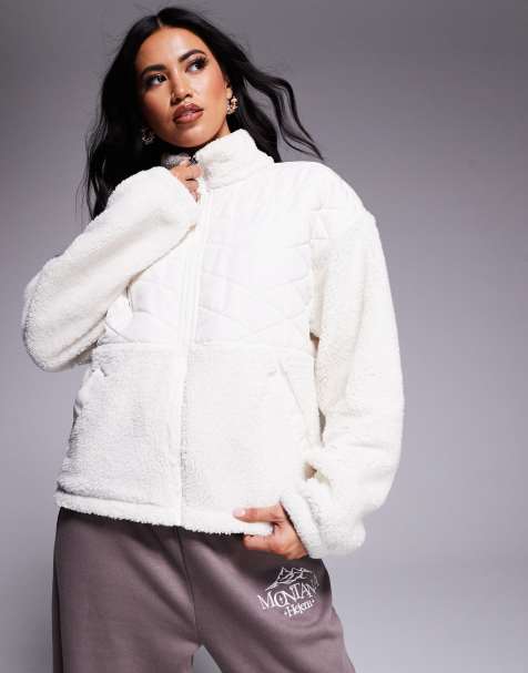 The North Face Cabin Fleece Full Zip jacket in cream