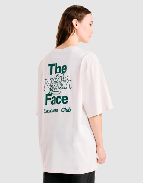 The North Face - Camiseta blanco duna y verde perenne extragrande de manga corta con logo retro U - view 1