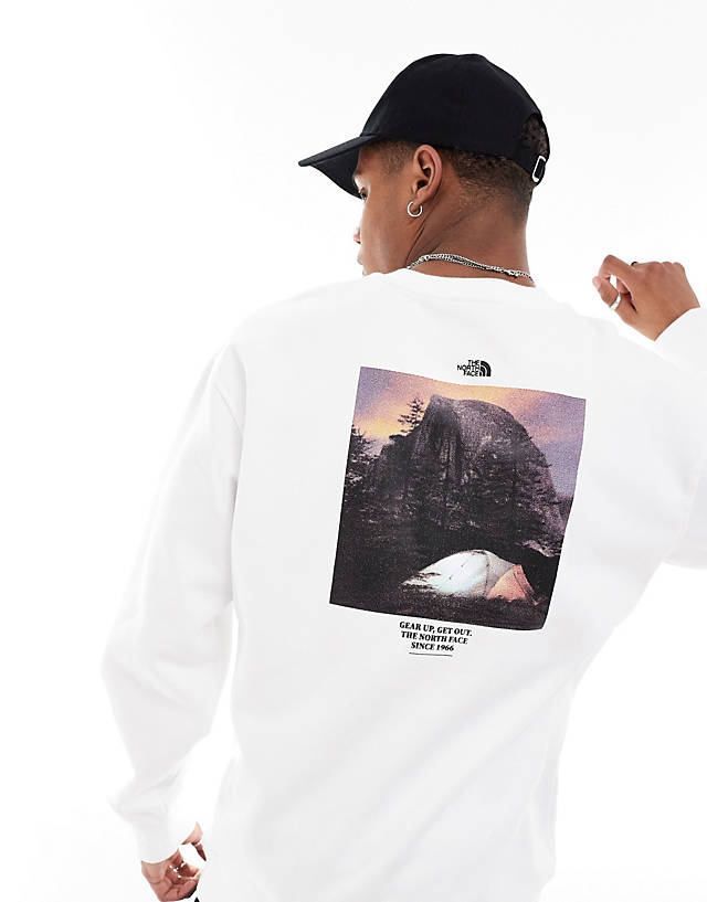 The North Face - camping retro back graphic sweatshirt in white exclusive at asos