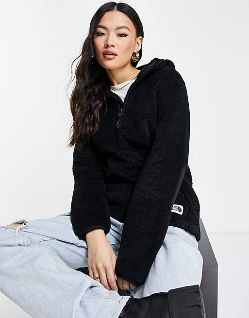 The North Face Campshire sherpa hoodie in black | ASOS