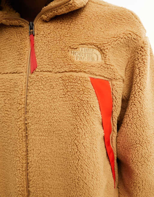The North Face Campshire zip up fleece jacket in beige and red, 3 of 4