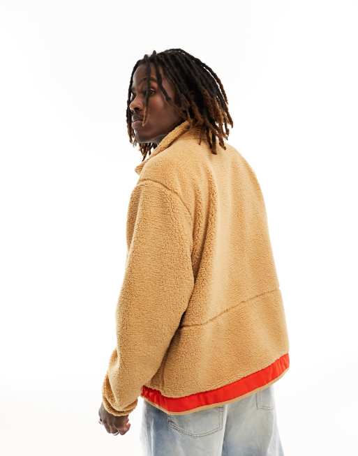 The North Face Campshire zip up fleece jacket in beige and red, 4 of 4