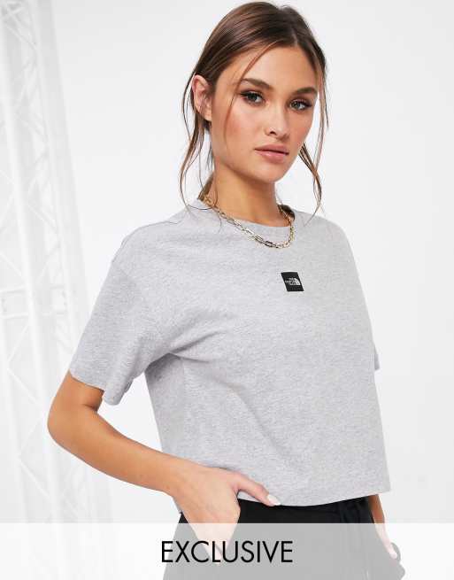 The North Face Central Logo cropped t-shirt in gray Exclusive at ASOS ...