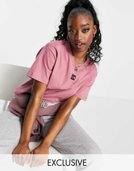 The North Face Central Logo cropped t-shirt in pink Exclusive at ASOS ...