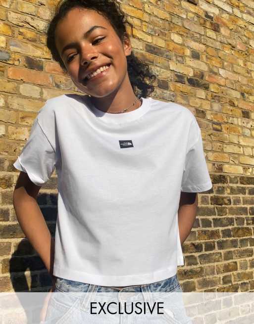 The North Face Central Logo cropped T shirt in white Exclusive to ASOS