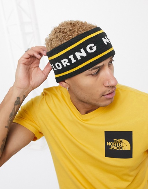 The North Face Chizzler retro reversible headband in yellow/black