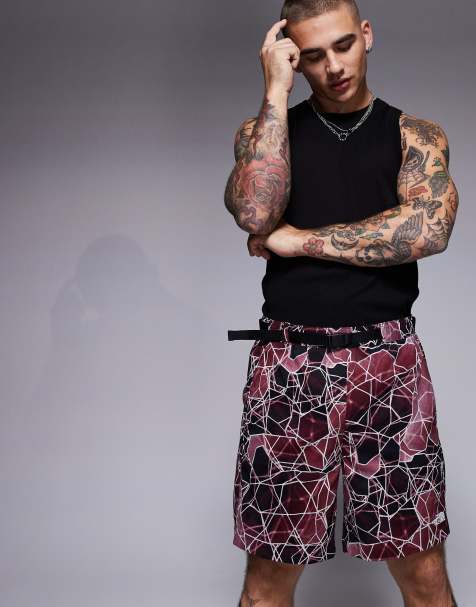 The North Face - Class V Pathfinder - Pantaloncini bordeaux con cintura, stampa e logo - view 1
