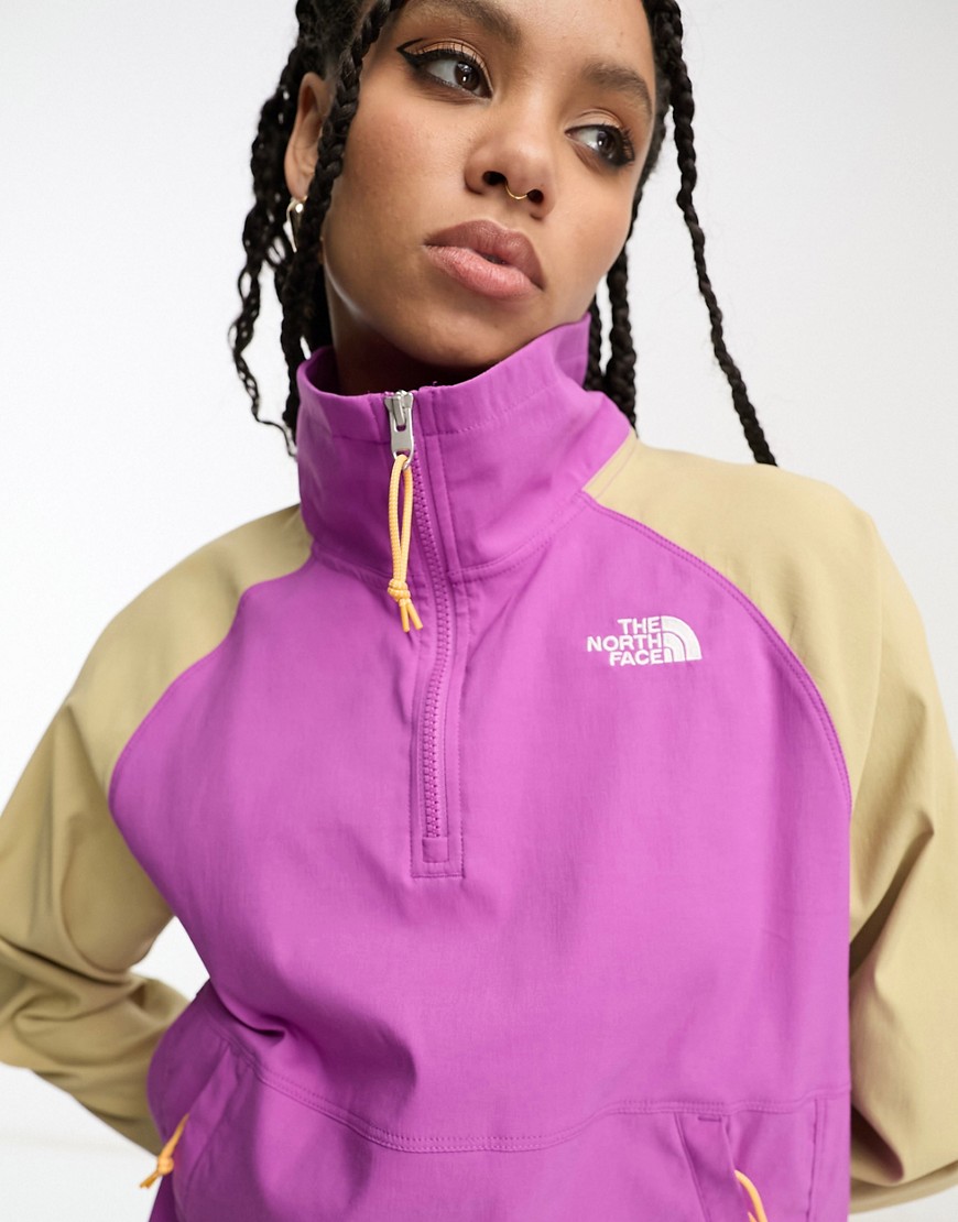 The North Face Class V pullover jacket in purple and stone