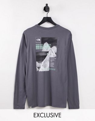 The North Face Collage long sleeve t-shirt in grey Exclusive at ASOS