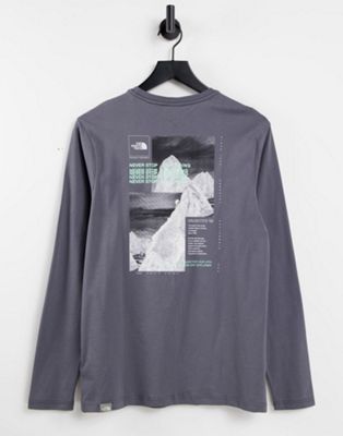 The North Face Collage long sleeve t-shirt in grey Exclusive at ASOS