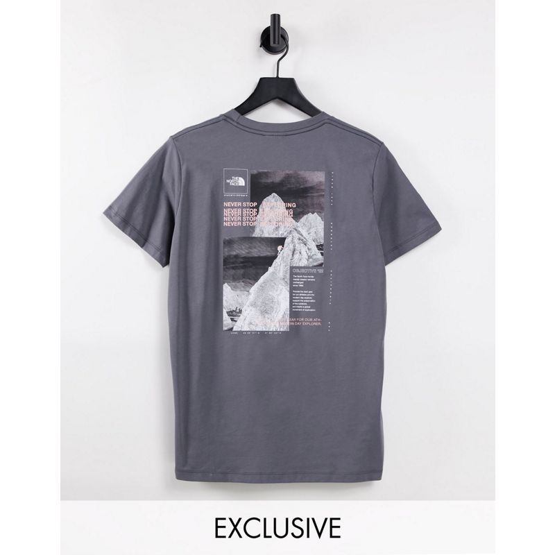 The North Face – Collage – T-Shirt in Grau/Rosa, exklusiv bei 