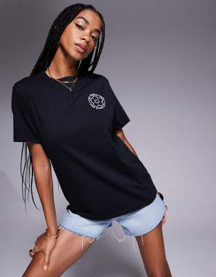 Colorful World Flower Field graphic tee in black