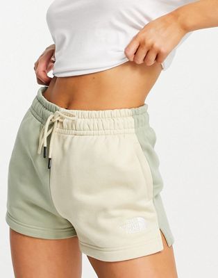The North Face Colourblock shorts in green/ beige Exclusive at ASOS  | ASOS